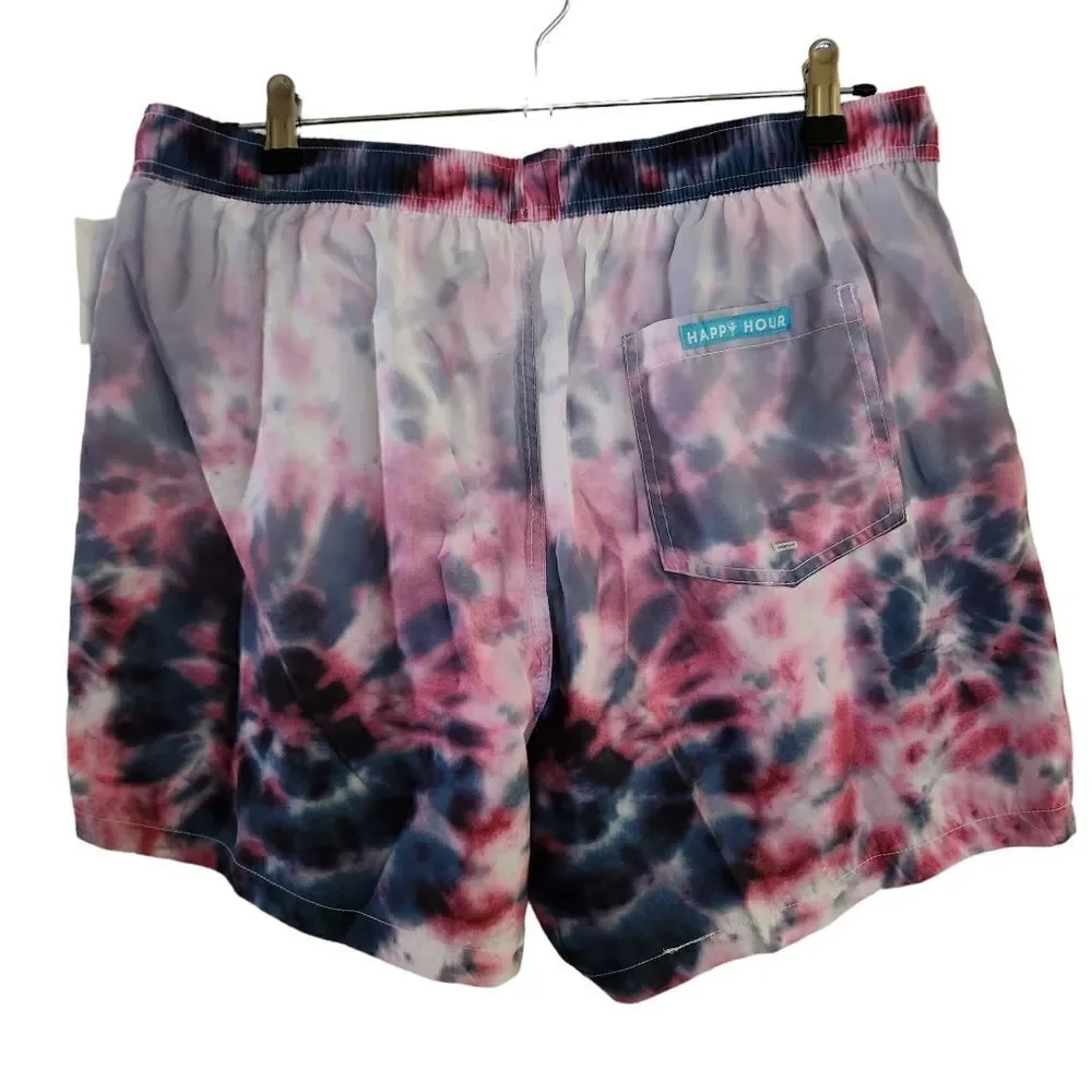 Happy Hour Mens Tie-Dye Beachwear Swim Trunks Size XL